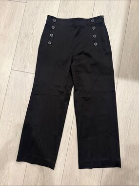 Ann Taylor Black Sailor-Inspired Wide Leg Pants
